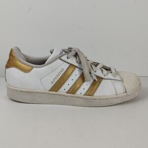Adidas superstars white/gold casual streetwear sneakers mens 7
